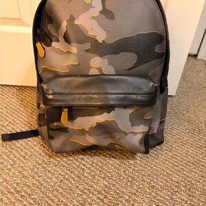 Coach Black and Gray Camouflage Backpack